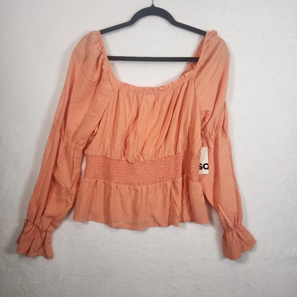 SO juniors' cropped smocked romantic top - JUNIORS XL